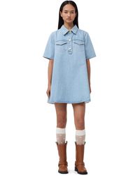 Ganni - Cutline Denim Mini Kleid - Lyst