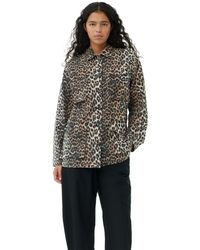 Ganni - Leopard Cotton Canvas Jacket - Lyst