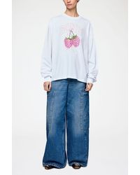 Ganni - Long-Sleeve T-Shirt With Raspberries - Lyst