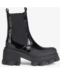 Ganni - Bottes chelsea hauteur mi-mollet noires à semelle crantée - Lyst