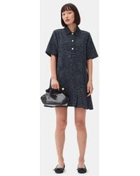 Ganni - Dark Blue Fluffy Denim Mini Kleid - Lyst
