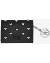Ganni - Bou Card Holder With Flap And Heart Studs In - Lyst