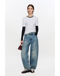 Ganni - Soft Cotton Rib Short Sleeve T-Shirt - Lyst