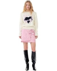 Ganni - Pink Textured Cloqué Mini Skirt - Lyst