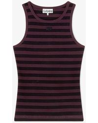 Ganni - Stripe Rib Tank Top - Lyst
