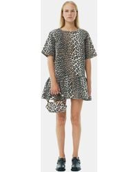 Ganni - Open-Back Mini Denim Dress - Lyst