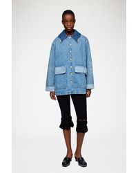Ganni - Veste En Denim Patchwork Coton Biologique - Lyst
