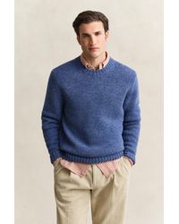GANT - Brushed Wool Crew Neck Sweater Stone Melange - Lyst