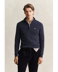 GANT - Lambswool Half-Zip Sweater Dark Melange - Lyst