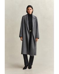 GANT - Handstitched Belted Coat Charcoal Melange - Lyst