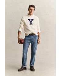 GANT - X Yale Merino Wool Sweater Cream - Lyst