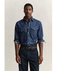 GANT - Denim Rodeo Shirt Dark - Lyst