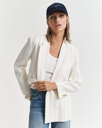 GANT - Pinstriped Linen Club Blazer - Lyst