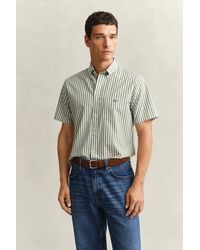 GANT - Striped Classic Poplin Short Sleeve Shirt - Lyst