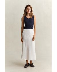 GANT - Flared Linen Blend Skirt Eggshell - Lyst