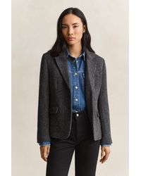 GANT - Herringbone Blazer Charcoal Melange - Lyst