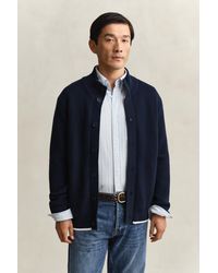 GANT - Ribbed Buttoned Cardigan Evening - Lyst
