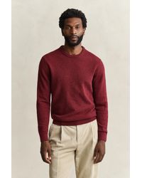 GANT - Wool Blend Nepps Crew Neck Sweater Plumped - Lyst