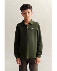 GANT - Teens Teen Boys Shield Long Sleeve Polo Shirt Dark Moss - Lyst
