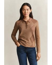 GANT - Argyle Long Sleeve Polo Shirt - Lyst