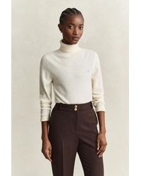 GANT - Wool Cotton Turtleneck Sweater Cream - Lyst