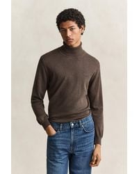 GANT - Cotton Wool Turtleneck Sweater Melange - Lyst