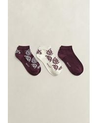 GANT - 3-Pack Monogram Ankle Socks - Lyst