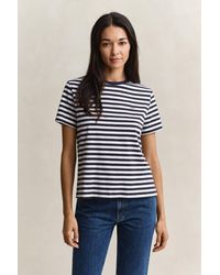 GANT - Striped Shield T-Shirt Evening - Lyst