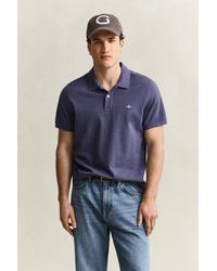 GANT - Classic Regular Polo Shirt Dk Jeansblue Melange - Lyst