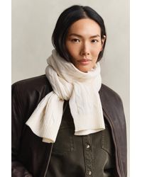 GANT - Wool Cable Knit Scarf Cream - Lyst