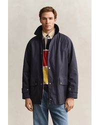 GANT - Waxed Barn Jacket Marine - Lyst