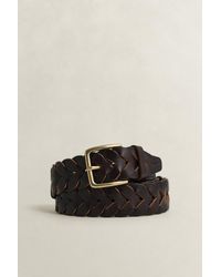 GANT - Braided Leather Belt Mahogany - Lyst