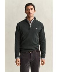 GANT - Lambswool Half-Zip Sweater Dark Moss - Lyst