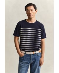 GANT - Placed Stripe T-Shirt Evening - Lyst