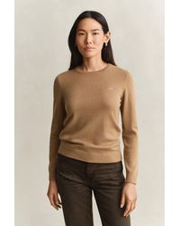 GANT - Wool Cotton Crew Neck Sweater Warm - Lyst