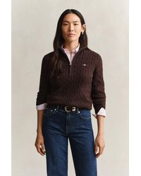 GANT - Stretch Cable Knit Half-Zip Sweater Deep - Lyst