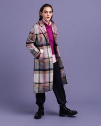 GANT Checked Wool Blend Overcoat - Multicolour