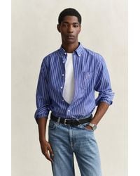 GANT - Striped Classic Poplin Shirt College - Lyst