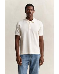 GANT - Waffle Texture Polo Shirt Cream - Lyst