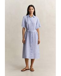 GANT - Striped Linen Shirt Dress - Lyst