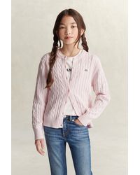 GANT - Teens Teen Girls Cable Knit Cardigan Light - Lyst