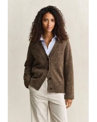 GANT - Wool Blend Nepps Cardigan - Lyst