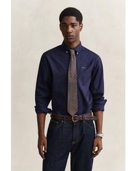 GANT - Oxford Reguar Fit Ong Eeve Hirt Bue An - Lyst