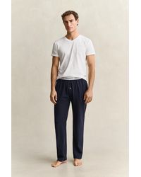 GANT - Jersey Pajama Pants Marine - Lyst