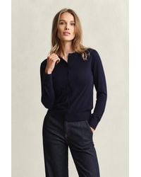 GANT - Lightweight Knit Crew Neck Cardigan Evening - Lyst