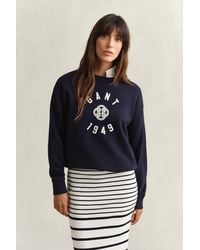 GANT - Graphic Crew Neck Sweatshirt Evening - Lyst