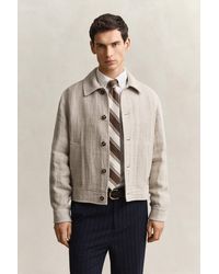 GANT - Washed Linen Jacket Light Taupe - Lyst