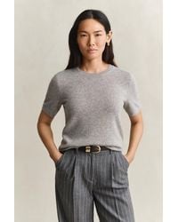 GANT - Cashmere Short Sleeve Sweater Melange - Lyst