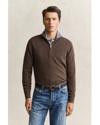 GANT - Herringbone Half-Zip Sweater Melange - Lyst