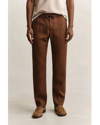 GANT - Linen Pants Mahogany - Lyst